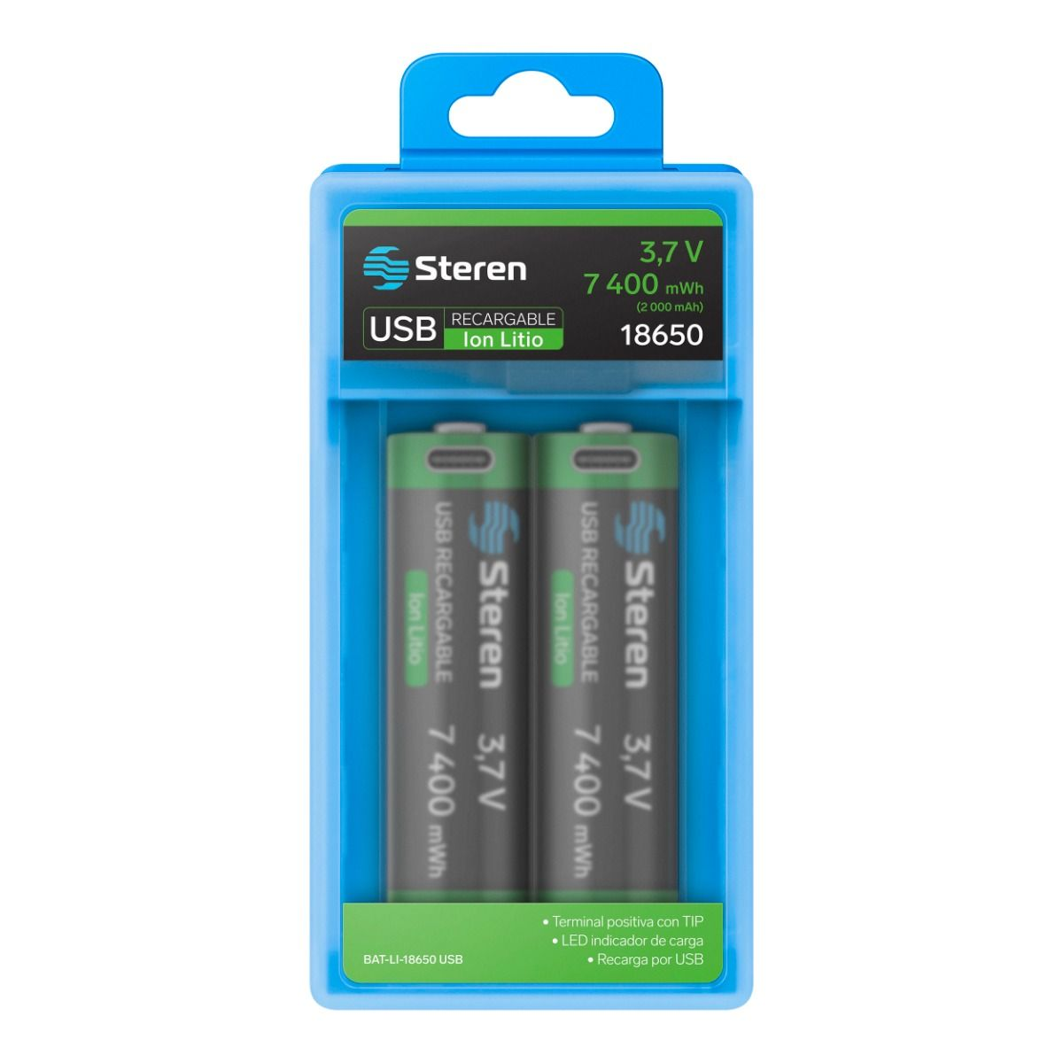 2 Baterías Recargables Li-Ion Tipo 18650