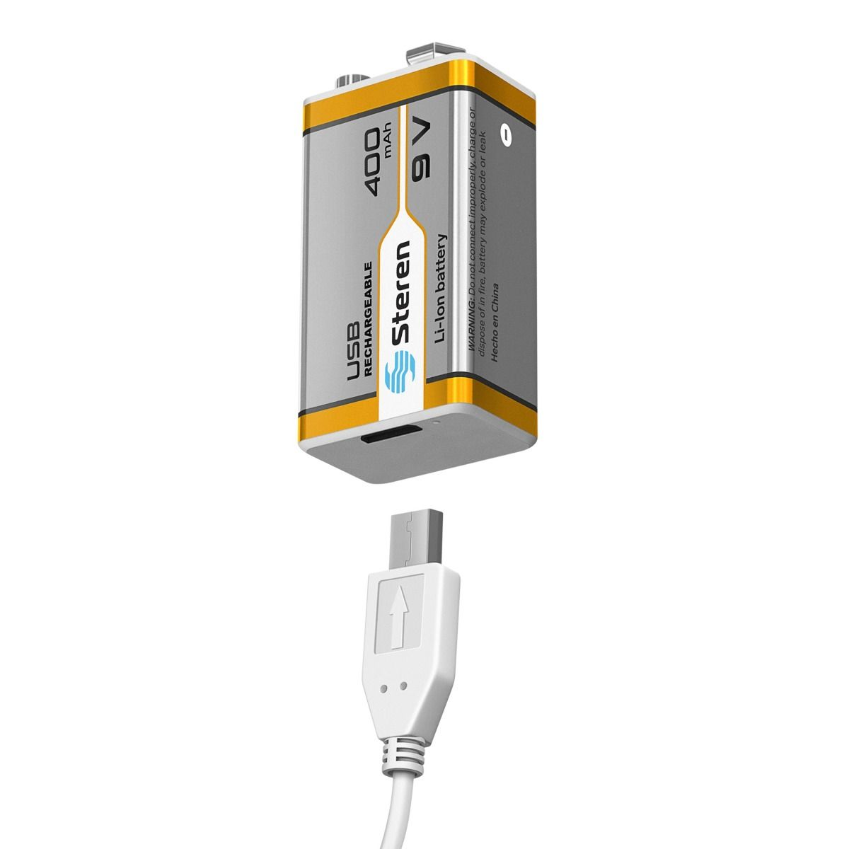 Batería Recargable USB Li-Ion 9V 400mAh