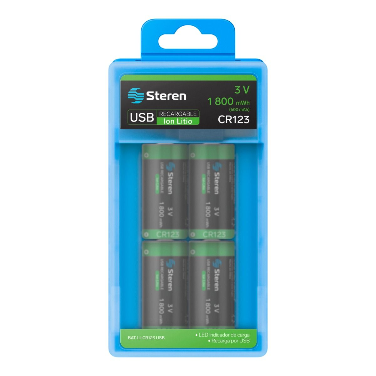 Batería Recargable USB CR123